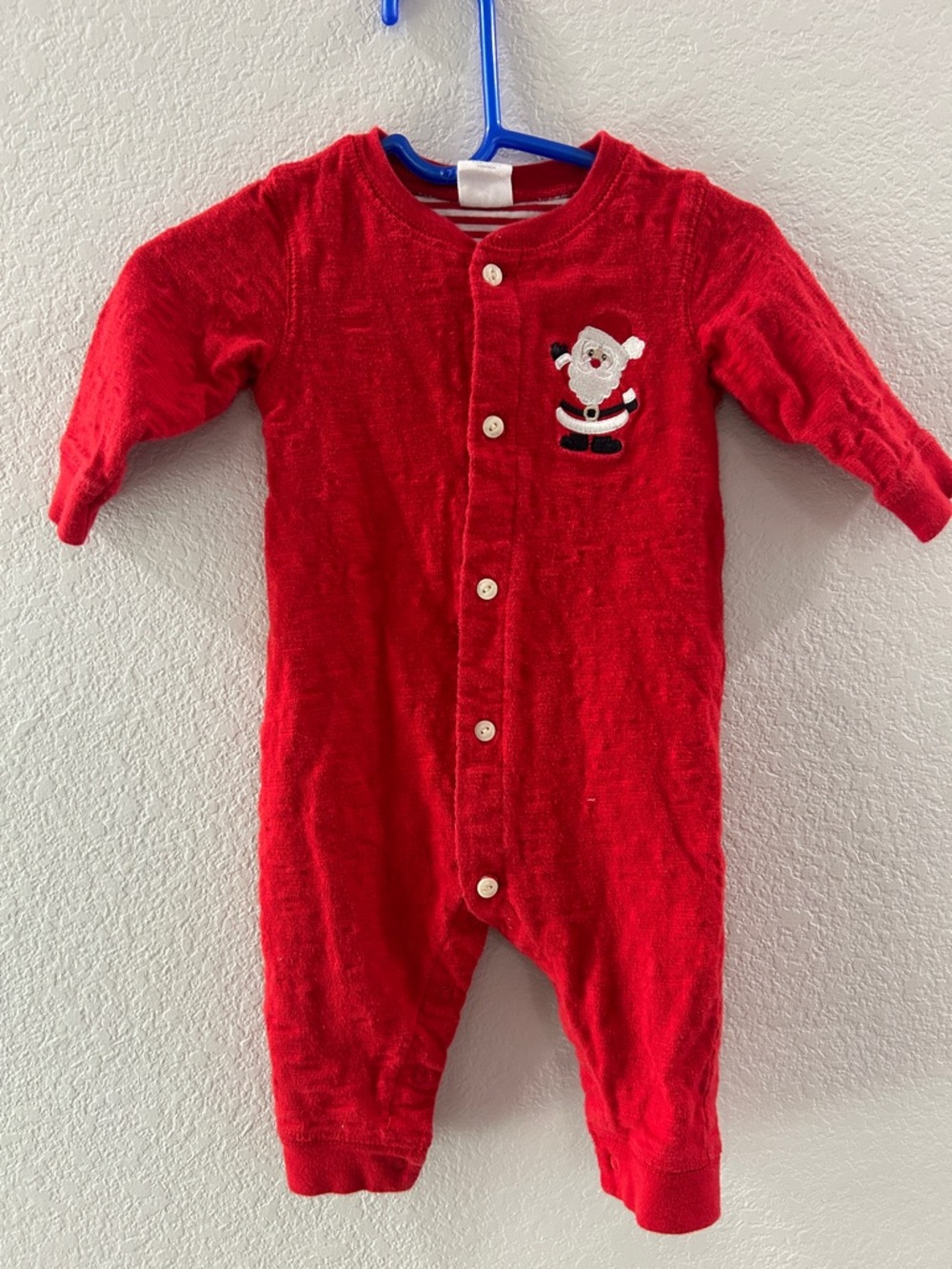 Starting Out Red Santa Embroidered Footie